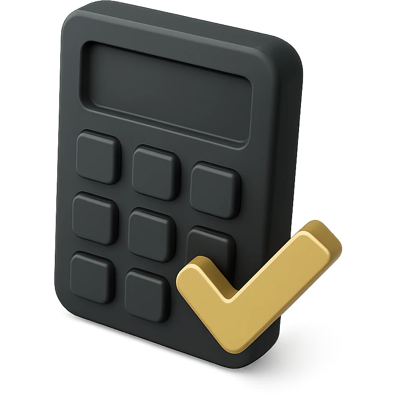 a calculator with a check mark in 3D black style emoji