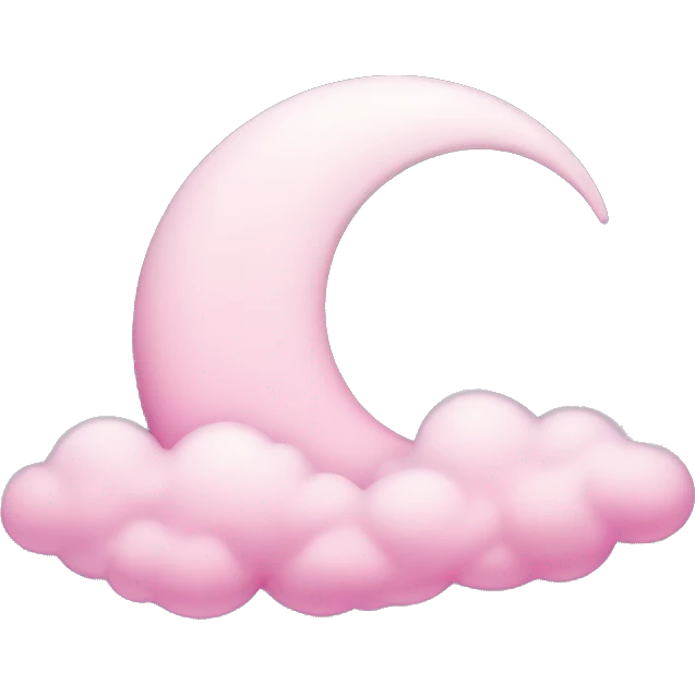 Pink crescent moon with sparkly white clouds emoji