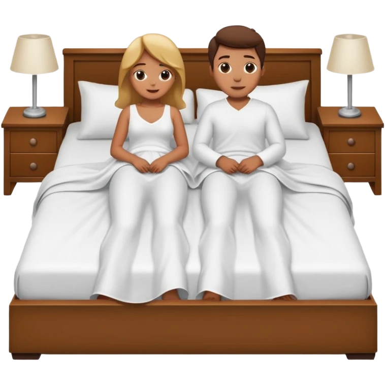 2 people making love in bed under sheets with clothes on the floor emoji