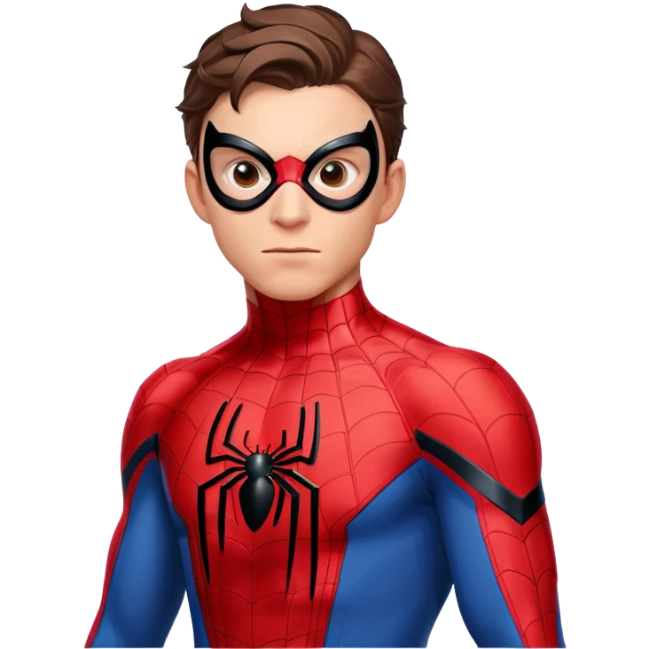 Tom Holland as Spider-Man with mask half off emoji