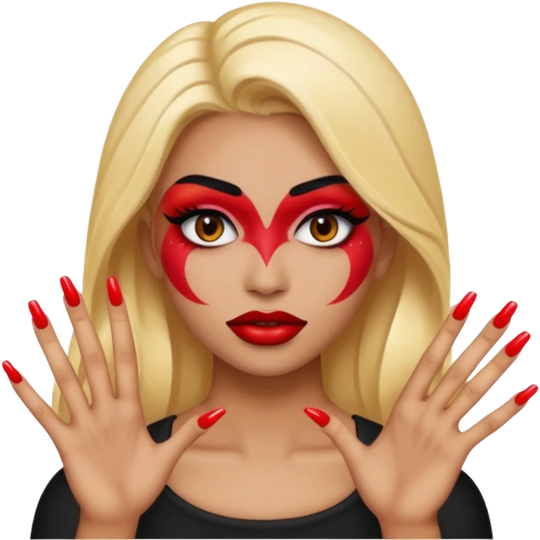 A baddie emoji with makeup and nails emoji