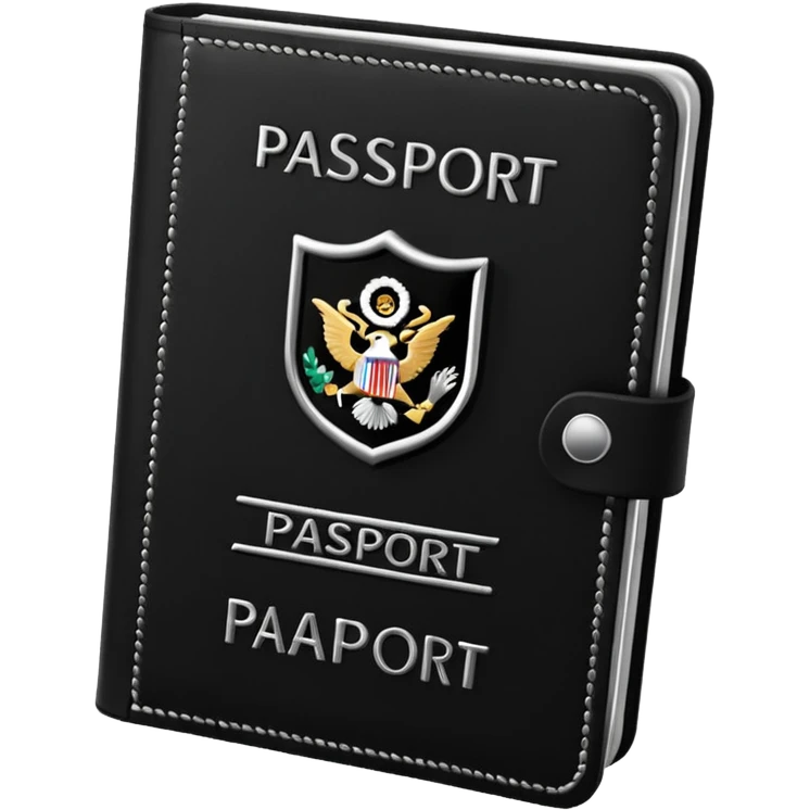 black passport with minimal silver details emoji