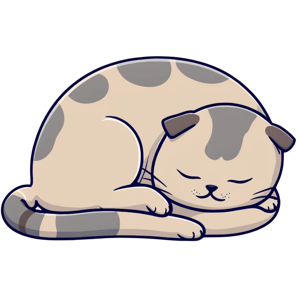 a peaceful sleeping Scottish fold cat with folded ears snoozing emoji