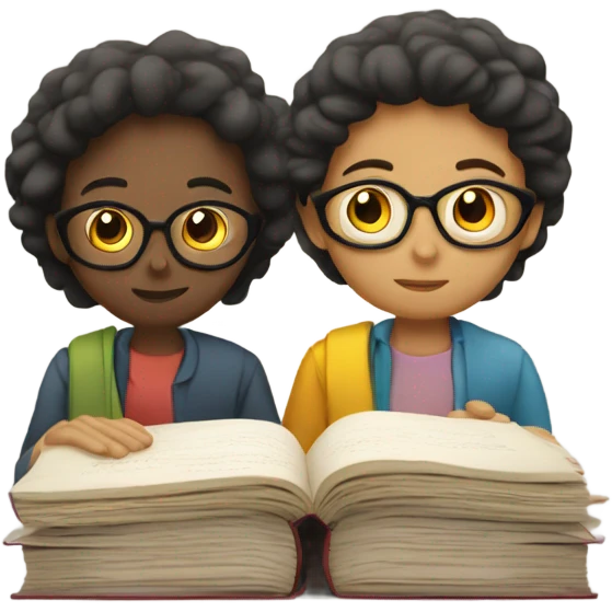 Two people studying hard emoji