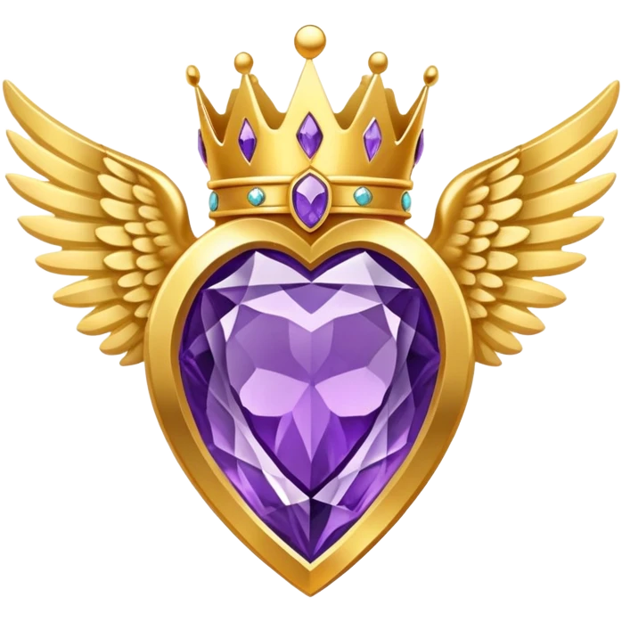 Big complex amethyst stone award-in-frame-decorated-with-big-golden-angel--wings and crown emoji