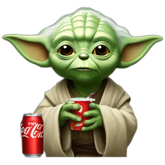 Yoda drinking coke emoji