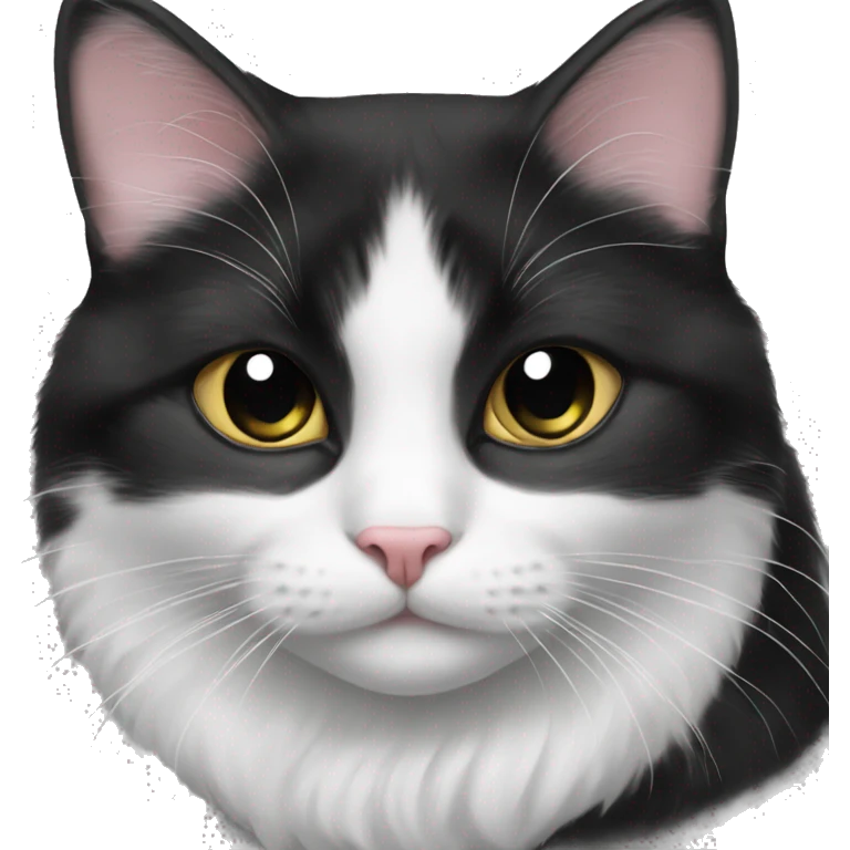 black and white cat with heart emoji