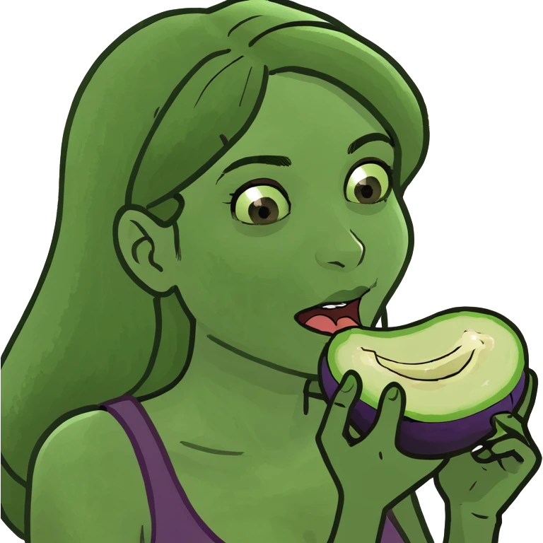 Girl eating eggplant  emoji