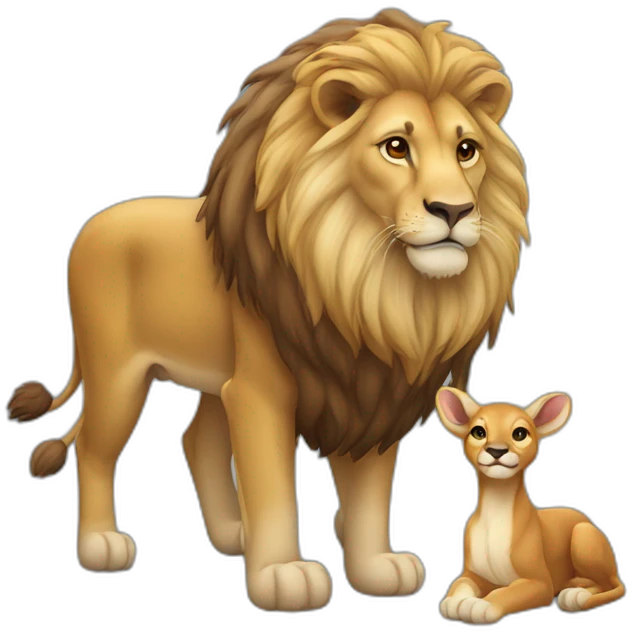 Lion pets deer emoji