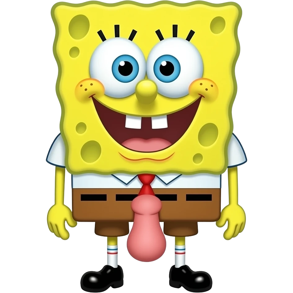 SpongeBob with a large penis in his pants emoji