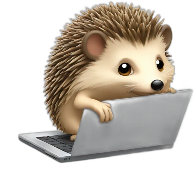 hedgehog using a laptop emoji