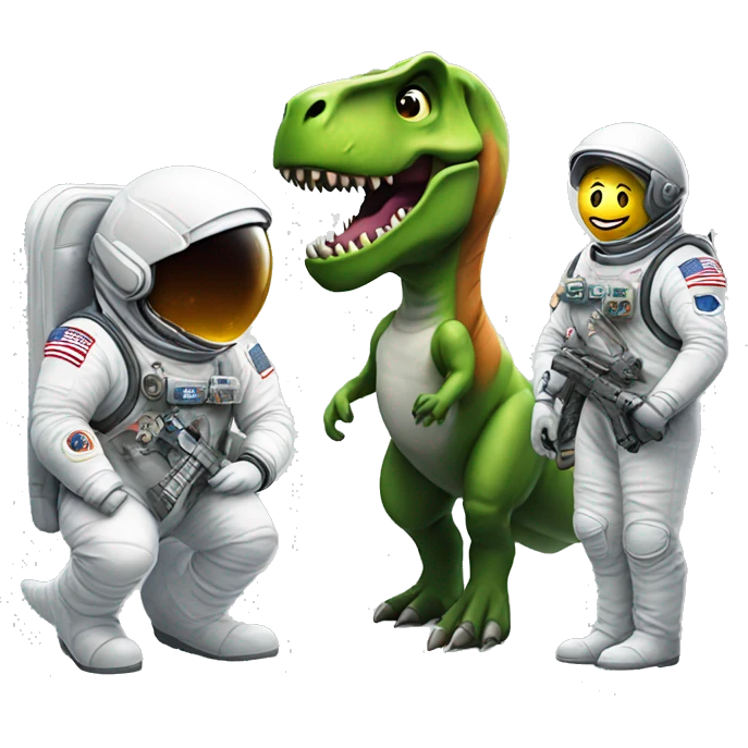 astronaut, t-rex and solider emoji