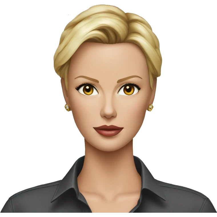 ultra realistic charlize theron wearing shirt emoji