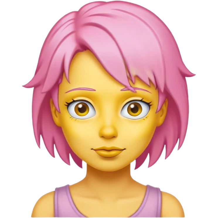 pink hair yellow face woman Simpson emoji