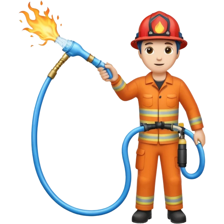 A hand holding a water hose and extinguishing the fire emoji
