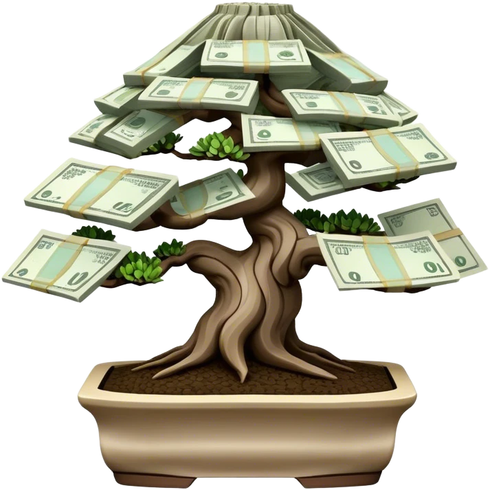 Bonzai with banknotes emoji
