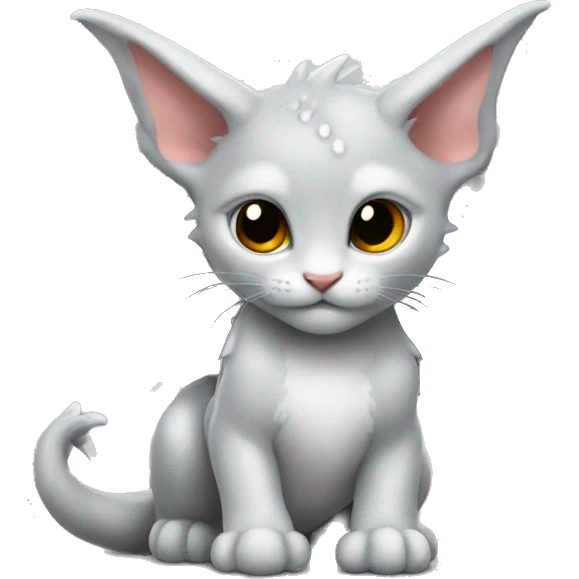  dragon wings on tiny light grey kitten emoji