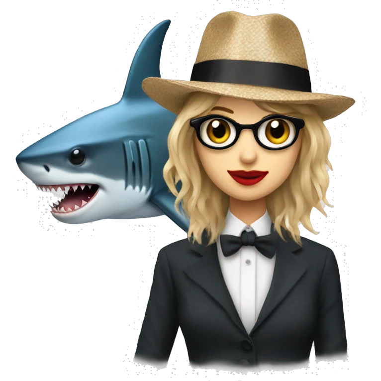 shark with Taylor Swifth tophat emoji