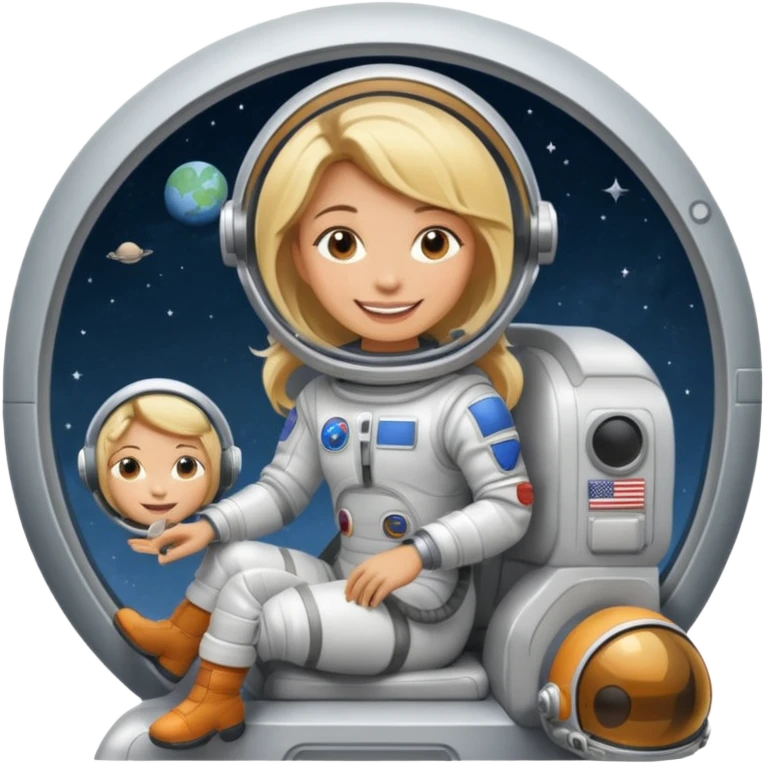 perra rubia arriba de nave espacial emoji