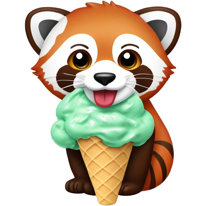 1 Red panda eating a mint chocolate chip ice cream  emoji
