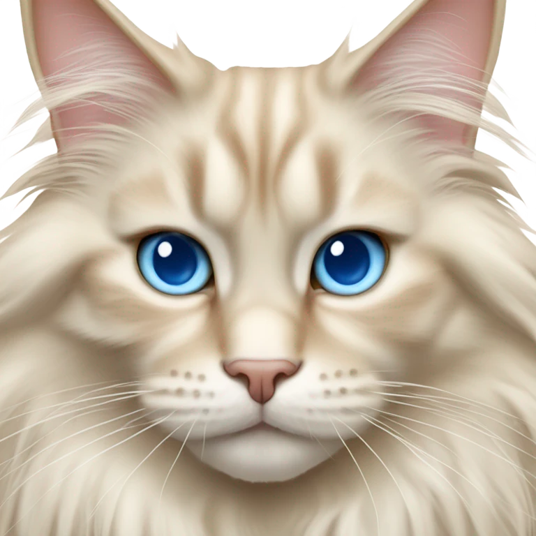 cream colored maine coon cat with blue eyes fluffy emoji
