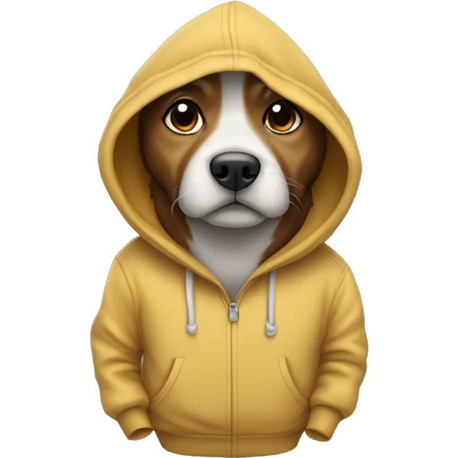 Dog standing with a hoodie and hands in pockets emoji