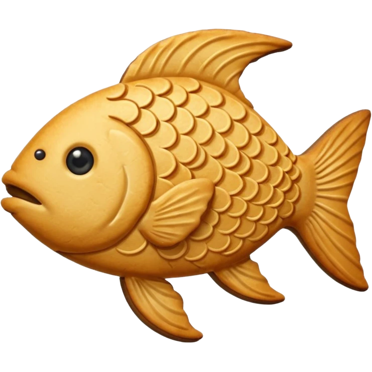fish-shaped cookie, golden brown baked texture emoji