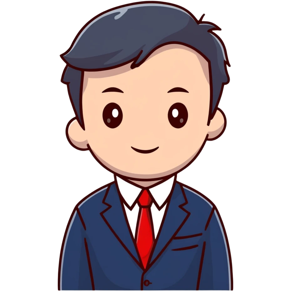 man wearing a dark blue-gray business suit with a white shirt and a red tie emoji