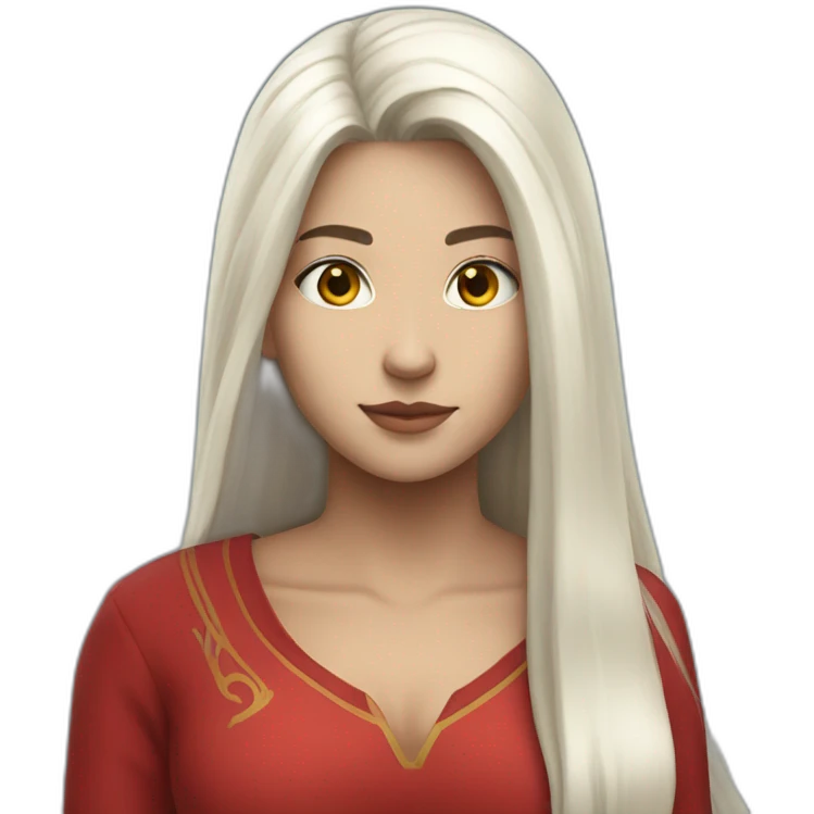 rpg-girl-with-long-straight-white-hair and red blouse emoji
