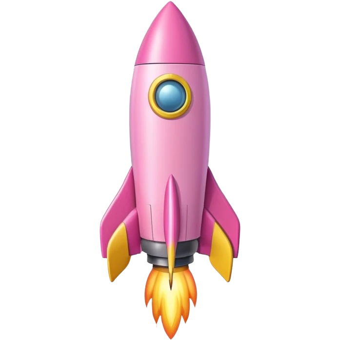 A single rocket, colored in pastel pink and yellow, glossy and smooth, cartoonish, vibrant colors, high detail, simple and cute design, isolated on white background, centered composition emoji