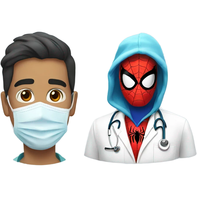 Doc whit mask of spiderman emoji