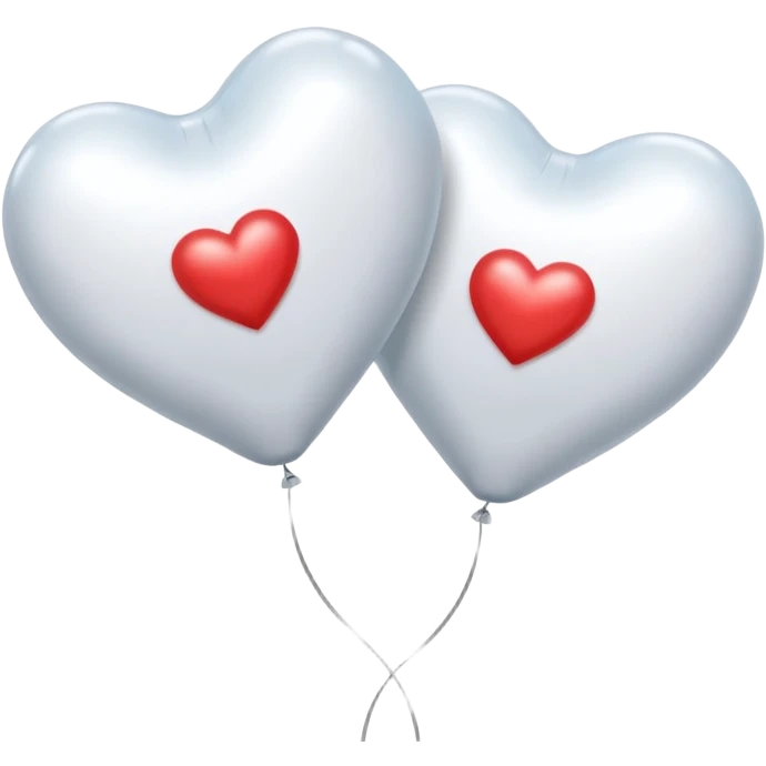 2 white Satin hearts balloons  emoji