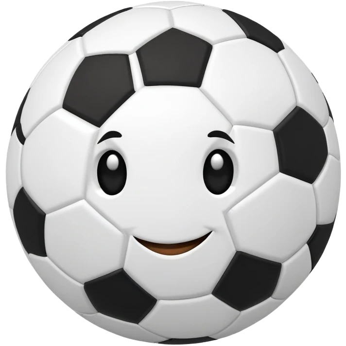 A soccer ball with a cute smiling face emoji
