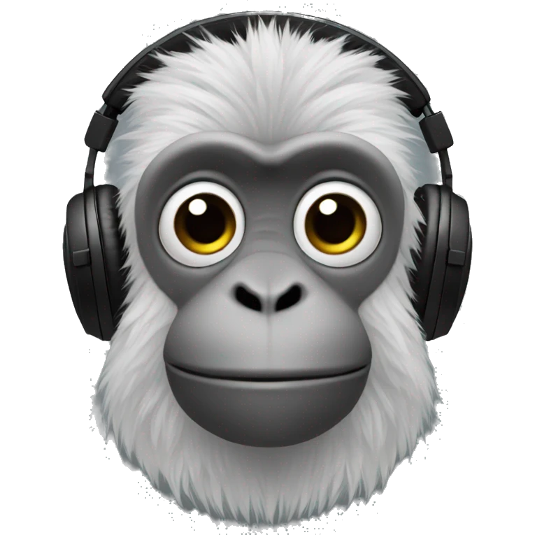 Grey monke no legs with black headphones emoji