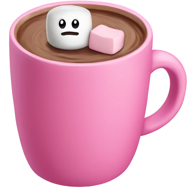 hot chocolate + marshmallows + pink mug emoji