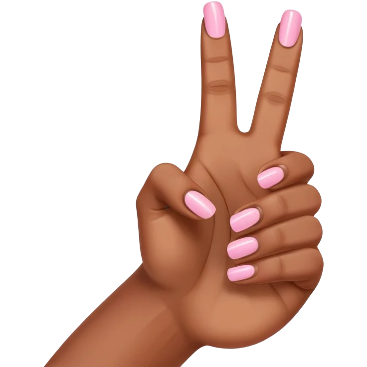 Medium brown skin hand thumbs up with light pink painted fingernail polish  emoji