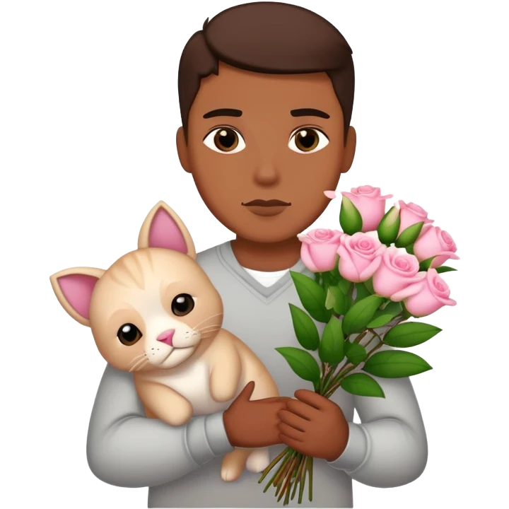 The bad boy is holding a bouquet of pink jasmine roses emoji