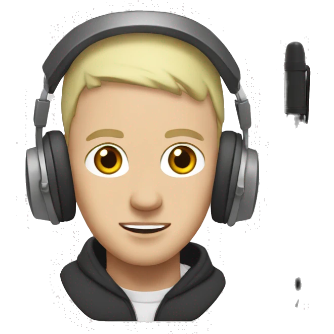 Eminem with simple headphone writing in a small notebook  emoji