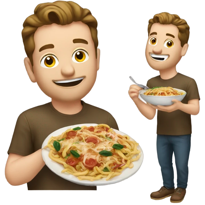 Corey Keane eating Italian food emoji