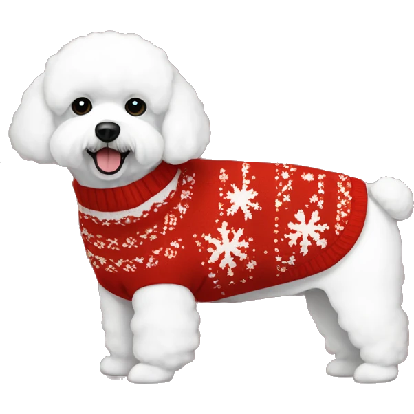 Bichon Frise in a Christmas sweater  emoji