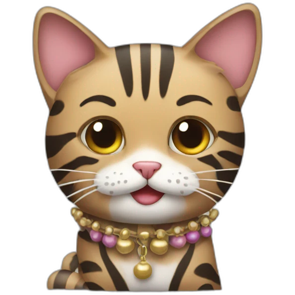 Striped cat with bells emoji