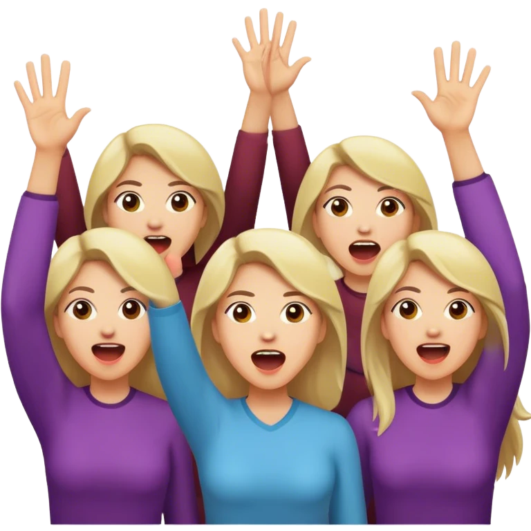 There lady’s raising their hands screaming  emoji