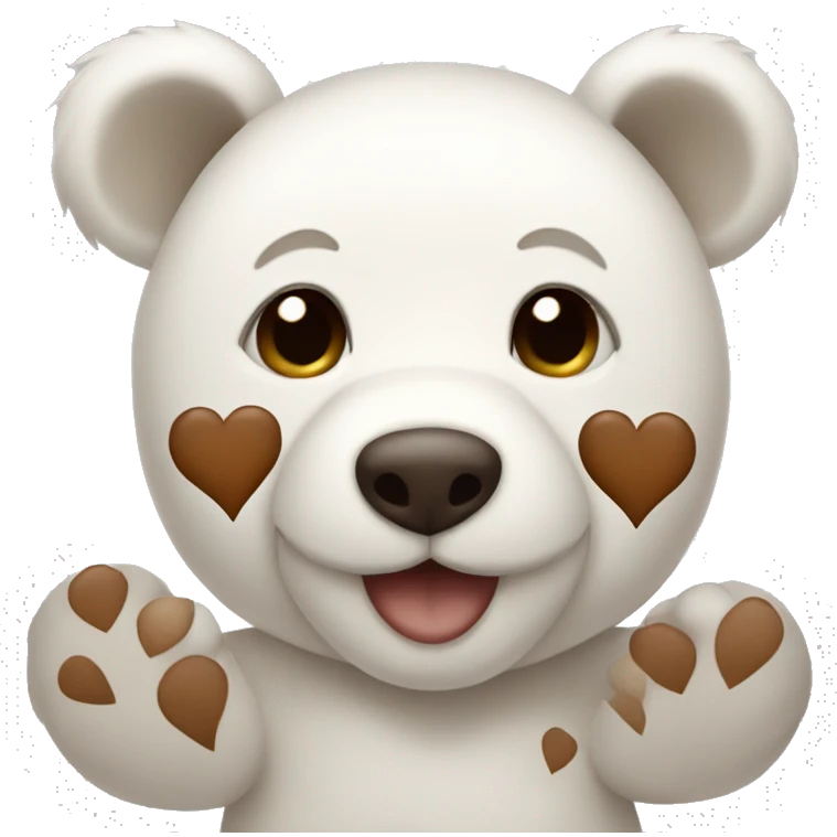 White teddybear with brown hearts emoji