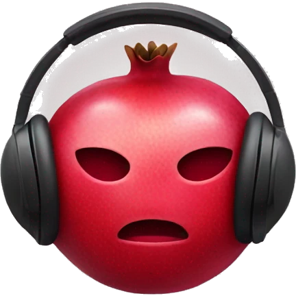 pomegranate emoji wearing headphones. no face emoji