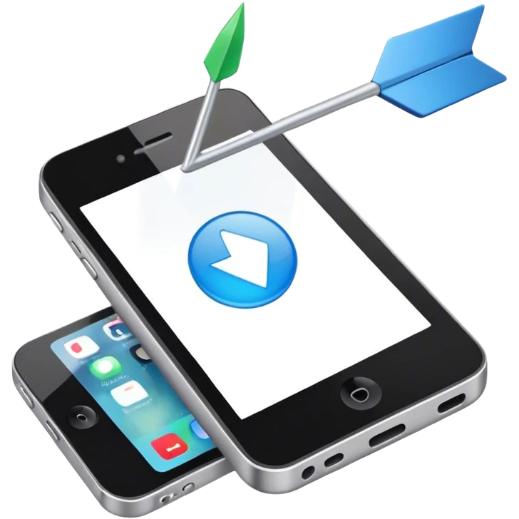mobile phone and arrow emoji