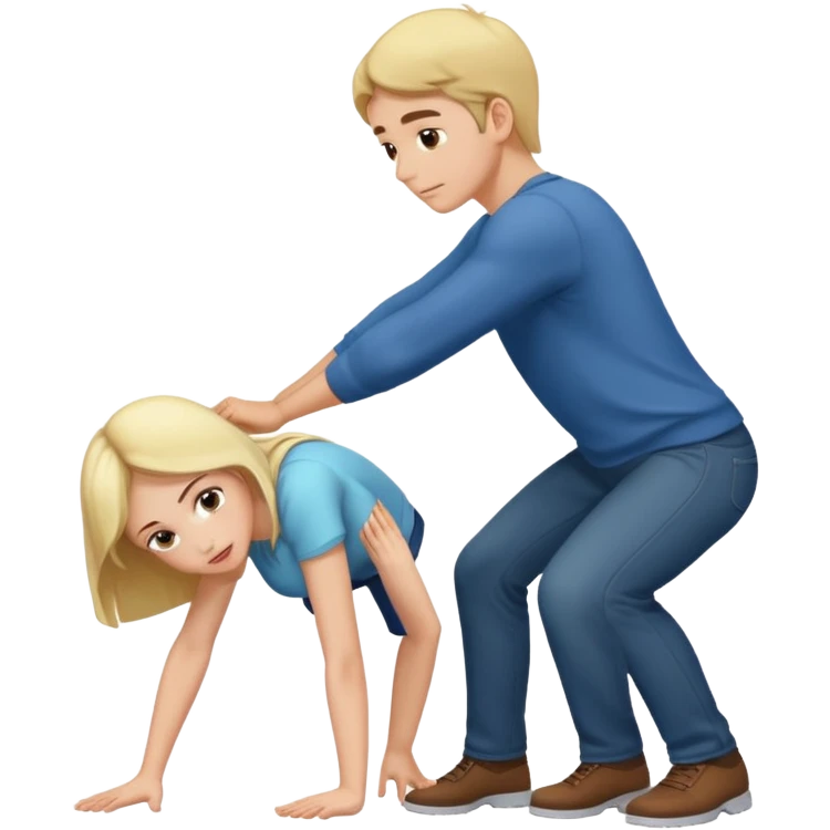 Girl bent over infront of a guy emoji