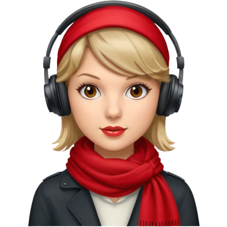 taylor swift with red scarf wearing headphones emoji