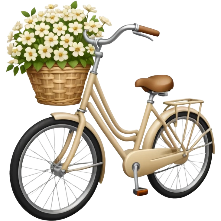realistic light beige bicycle with basket of white  emoji