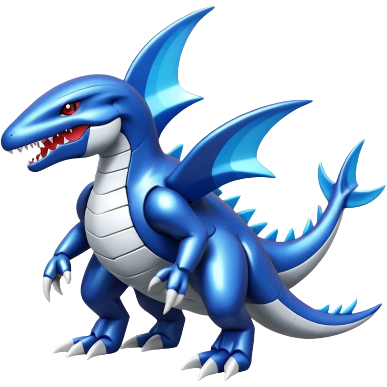 Shiny futuristic Cyber-Garchomp-Kyurem-Kyogre-Latios-Lugia-Fakémon-hybrid-creature (full body)  emoji