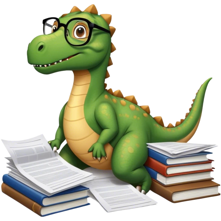 office dinosaur lying on papers emoji
